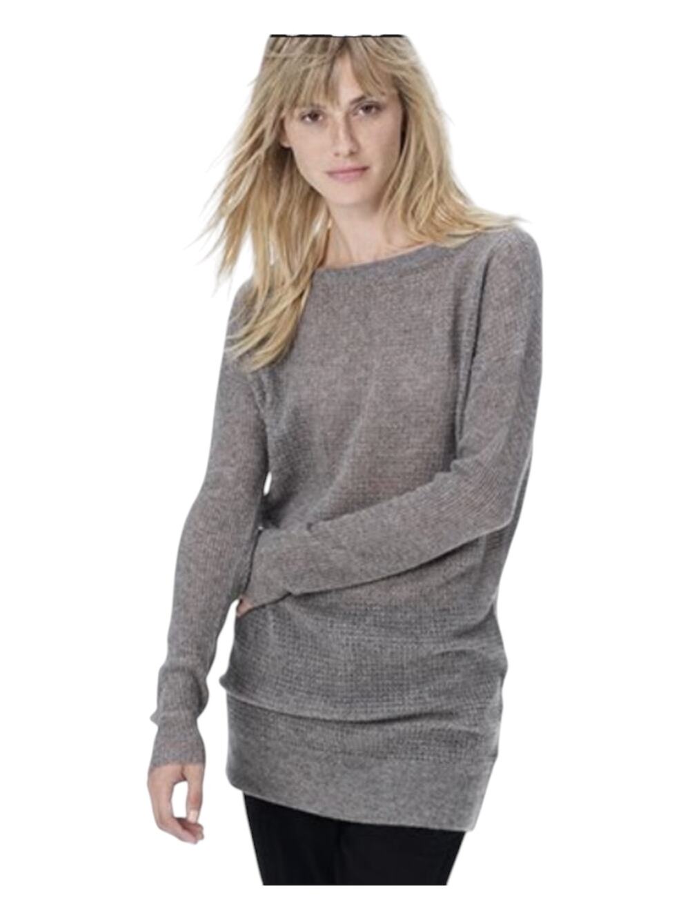 James Perse Open Stitch Cashmere Tunic Sweater Lightweight Grey Size 0 US XS